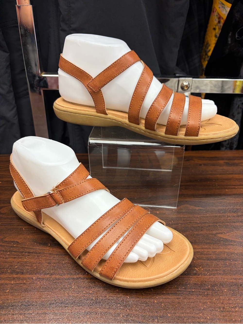 b.o.c. Tan Multi-Strap Women's Sandals AWESOME SHAPE